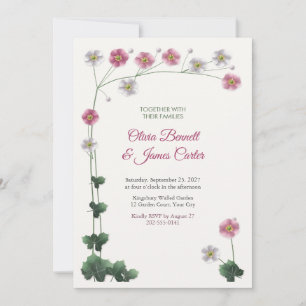 Pink and White Japanese Anemones Wedding Invitation