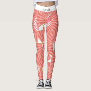 Pink and White Japanese Pattern Leggings