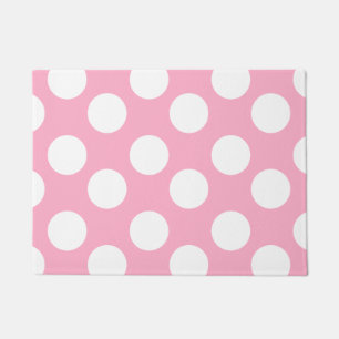 Pink and White Large Polka Dot Doormat