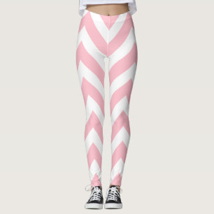 Pink and White Large Size Chevron Leggings