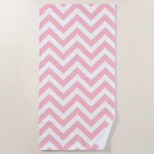 Pink and White Large Size Chevron Stripes Beach Towel