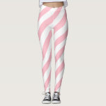 Pink and White Large Size Diagonal Stripes Leggings<br><div class="desc">Pink and white large size diagonal stripes pattern,  a simple but elegant design</div>