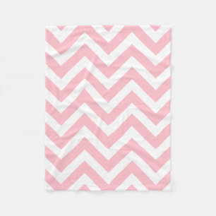 Pink and White Large Size Horizontal Chevron Fleece Blanket