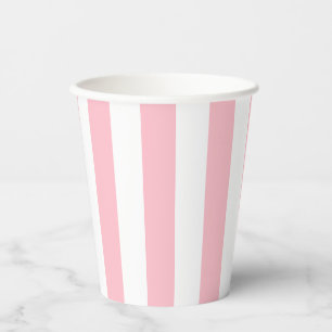 Pink and White Large Size Vertical Stripes Paper Cups
