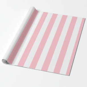 Pink and White Large Size Vertical Stripes Wrapping Paper