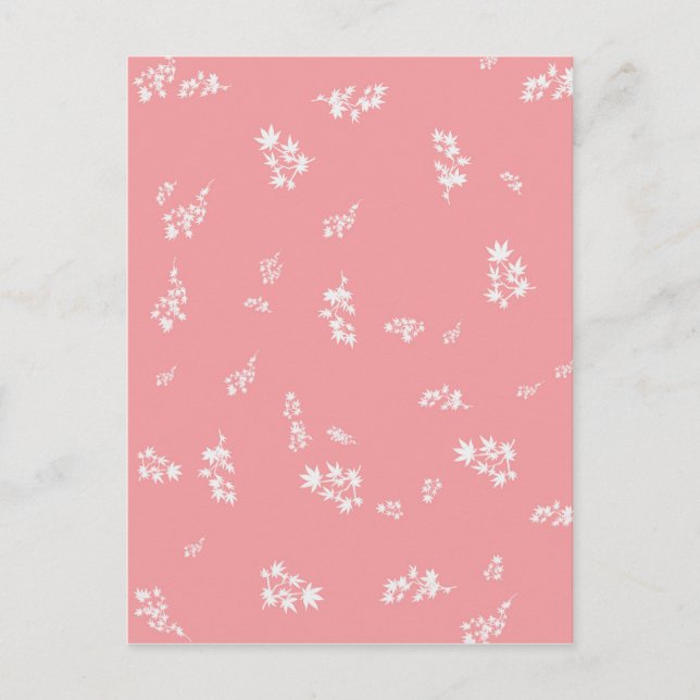 Pink and White Leaves Postcard (Front)