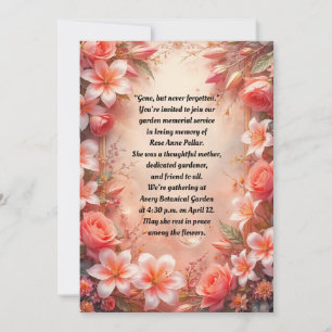 Pink and White Lilies and Roses Memorial Service Invitation