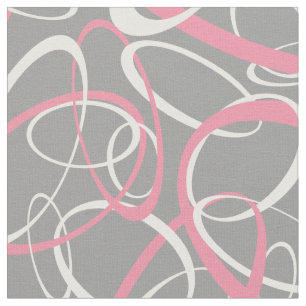 pink and white loops on grey geometric pattern fabric