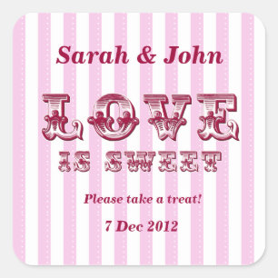 Pink and white Love is sweet Candy Buffet Sticker