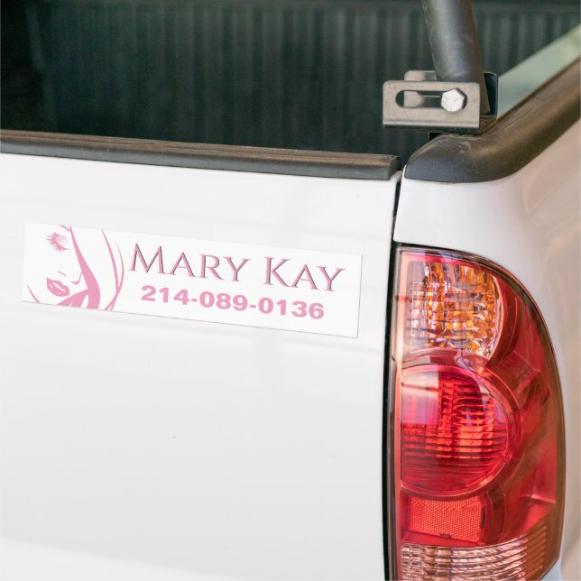 Pink and White Makeup Business Bumper Sticker (On Truck)