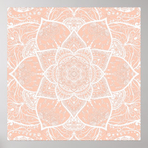 Pink and White Mandala - Loergann in Apricot Poster