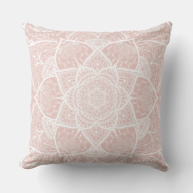 Pink and White Mandala - Loergann in Mallow Cushion (Front)