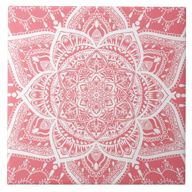 Pink and White Mandala - Loergann in Peach Tile (Front)