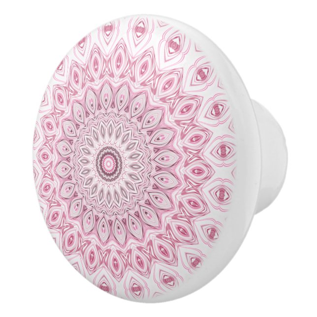 Pink and White Mandala Pattern Design Ceramic Knob (Right)
