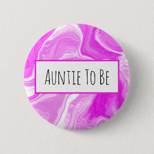 Pink and White Marble Auntie to be Baby Shower    6 Cm Round Badge