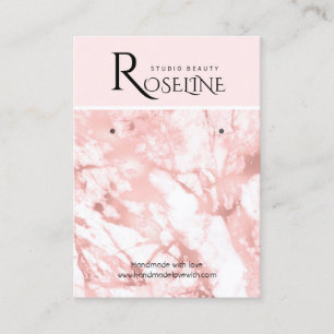 Pink and white marble geode jewlery display business card