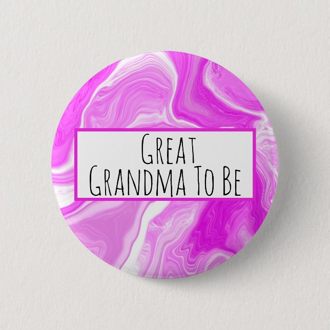 Pink and White Marble Grandma to be Baby Shower  6 Cm Round Badge (Front)