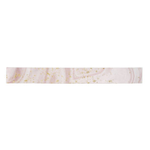 Pink and White Marble Swirl Gold Glitter Satin Ribbon