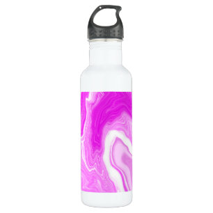Pink and White Marble Swirls Fluid Art   710 Ml Water Bottle