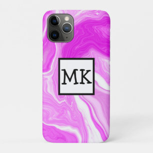 Pink and White Marble Swirls Personalized  iPhone 11 Pro Case