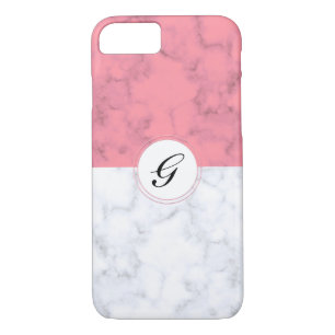 Pink And White Marble With Custom Initial Letter G iPhone 8/7 Case
