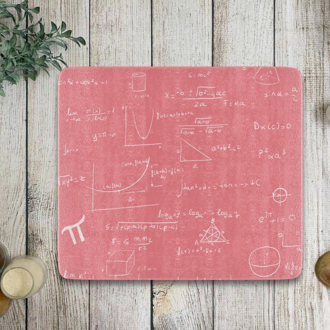Pink and White Mathematics formulas and Graphics Cutting Board (Creator Uploaded)