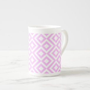 Pink and White Meander Bone China Mug