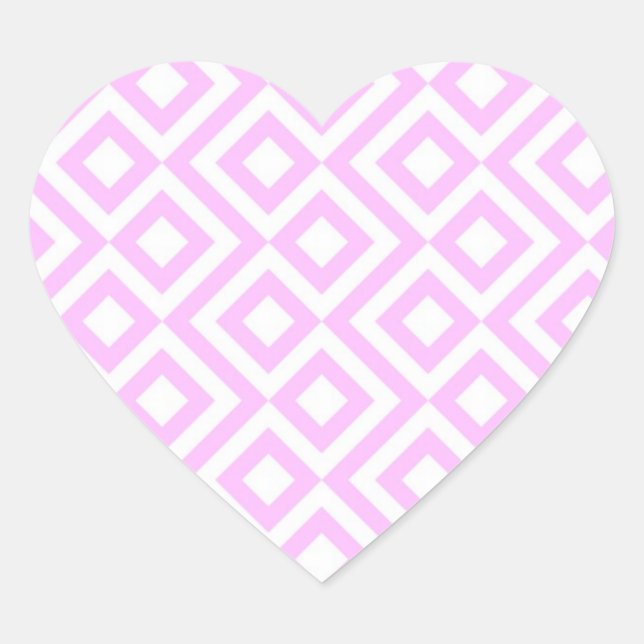 Pink and White Meander Heart Sticker (Front)