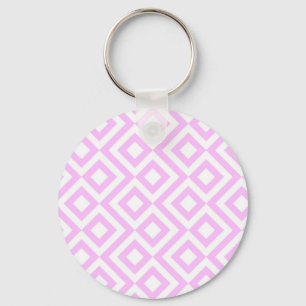 Pink and White Meander Key Ring