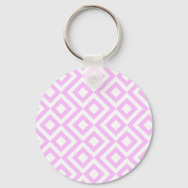 Pink and White Meander Key Ring (Front)