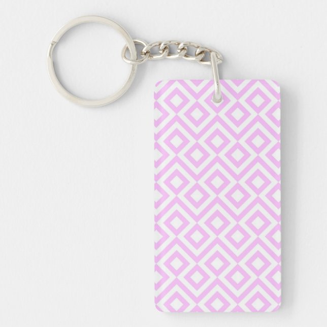 Pink and White Meander Key Ring (Front)