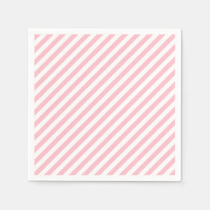 Pink and White Medium Diagonal Stripes Paper Napkin