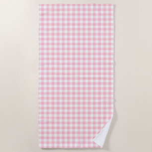 Pink and White Medium Size Gingham Checks Beach Towel