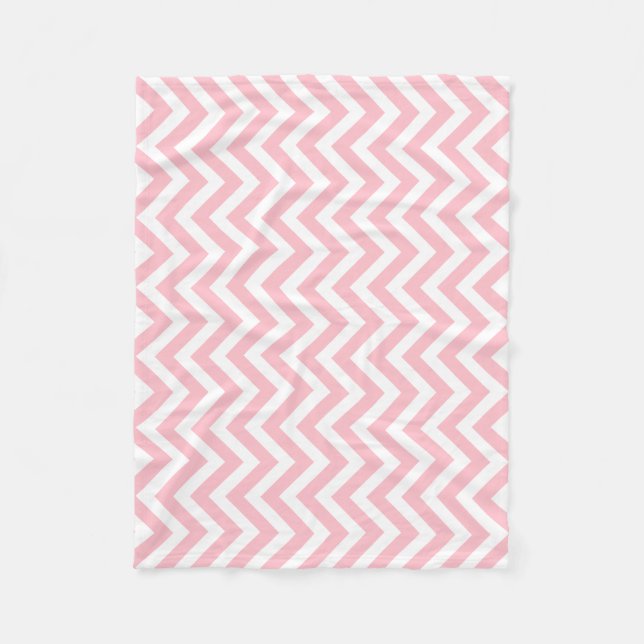 Pink and White Medium Size Vertical Chevron Fleece Blanket (Front)