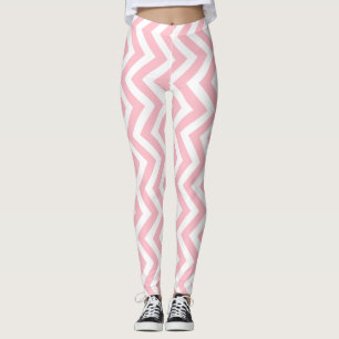 Pink and White Medium Size Vertical Chevron Leggings