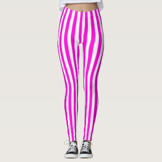 Pink and white mid stripe leggings