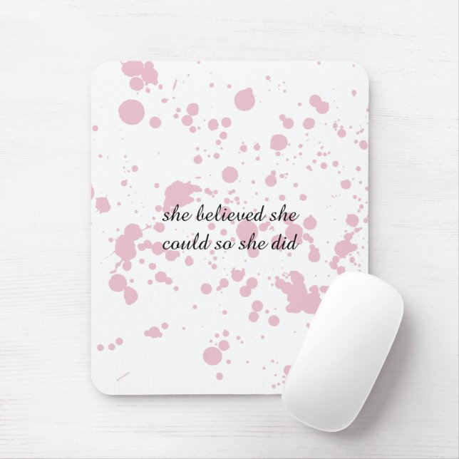 Pink and White Minimalist Inspirational Mouse Pad (With Mouse)