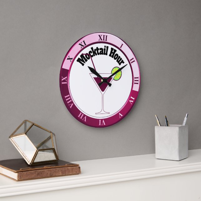 Pink and White Mocktail Hour Bar Clock (Office)