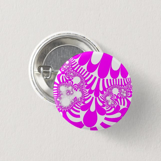 Pink and White Mod 3 Cm Round Badge (Front & Back)