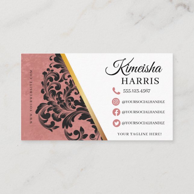 Pink and White Modern Hair Braiding Salon Business Business Card (Back)
