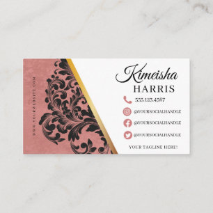 Pink and White Modern Hair Braiding Salon Business Card