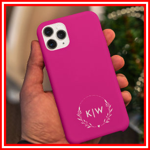 Pink and White   Modern Initials Monogram iPhone 16 Pro Max Case