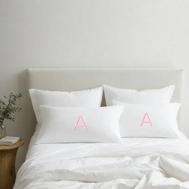Pink and White Modern Monogram Pillowcase (Creator Uploaded)