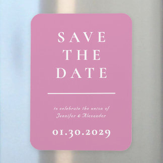 Pink and White Modern Save the Date Magnet