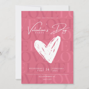 Pink and White Modern Valentine's Day Invitation