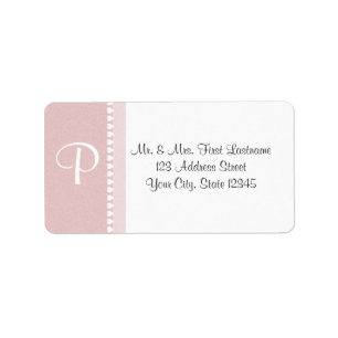 Pink and White Monogram Hearts Label