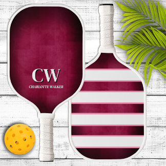 Pink and White Monogram Pickleball Paddle
