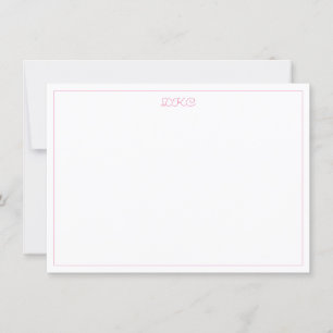 Pink and White Monogrammed Flat  Invitation