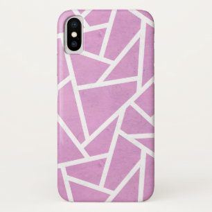 Pink and white mosaic pattern iPhone x case