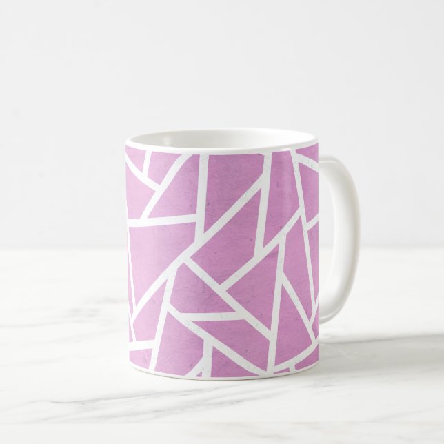 Pink and white mosaic pattern coffee mug (Front Right)